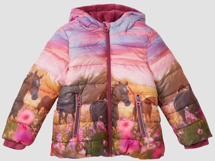 Buitenjas - Gewatteerd - Met Fleece Gevoerde Capuchon - Kleurverloopprint