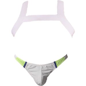 Barcode Berlin Multipack 1x RONAK Thong + 1x MATT Harness White - MAAT S - Heren Ondergoed - String voor Man - Mannen Thong