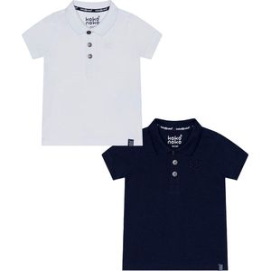 Koko Noko BIO Basics (2pack) Polo NOAH - Navy - Wit - Maat 50-56