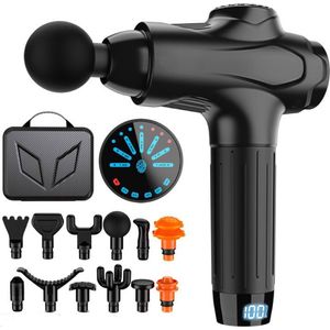 Selevie Massage Gun - Professioneel Massage Apparaat voor Sport & Ontspanning - 12 Opzetstukken - Krachtige Massage met Instelbare Snelheden - USB Oplaadbaar - Zwart