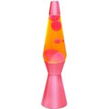 i-Total Lavalamp - Lava Lamp - Sfeerlamp - 40x11 cm - Glas/Aluminium - 30W - Oranje met Roze Lava - Roze Voet - XL2941