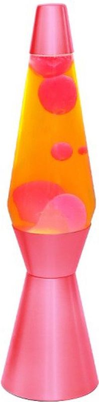 i-Total Lavalamp - Lava Lamp - Sfeerlamp - 40x11 cm - Glas/Aluminium - 30W - Oranje met Roze Lava - Roze Voet - XL2941