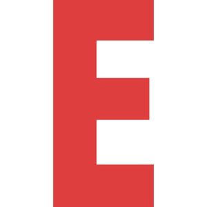 Letter E 10x5CM ROOD naam, woord, magazijn, stellingen, showroom, bedrijf, route, openbare gebouwen