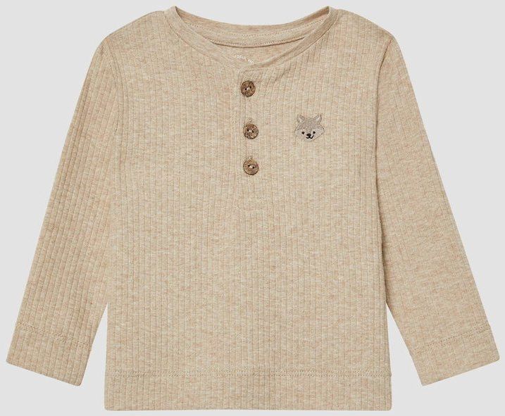 T-shirt - Geruwd - Henley-hals - Lange Mouwen