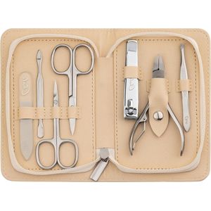 Manicure Set 7-delig Roestvrij Staal Nagelverzorgingsset voor Dames en Heren - Nagelschaar-Nagelhuidschaar-Nagelknipper-Glazen nagelvijl-Nagelriemduwer-Nageltang-Pincet