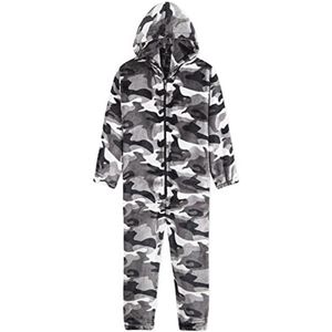 Warme fleece pyjama voor jongens en meisjes 7-14 jaar - comfortabele camo romper