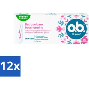 o.b. Tampons - Original Super Plus - Voor Extra Bescherming en Comfort - 16 Tampons - Voordeelverpakking - 12 stuks