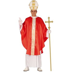 Guirca - Monnik & Pater & Priester Kostuum - Heilige Roomse Vader - Man - Rood, Wit / Beige - Maat 52-54 - Carnavalskleding - Verkleedkleding