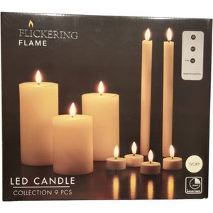 LED Kaarsen - 9-Delige Set - Verschillende