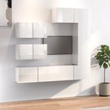 The Living Store TV-meubel set - 3x 80x30x30 cm - 1x 30.5x30x90 cm - 2x 60x30x30 cm - Hoogglans wit