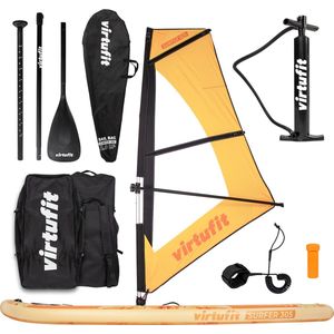 Virtufit Supboard Surfer 305 - Oranje - Stand Up Paddle Board - Supboard Opblaasbaar - Inclusief windzeil, draagtas en accessoires - Voor beginners en gevorderden - Met GoPro mount - Verstelbare peddel - Max. 180 kg