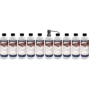 Handzeep Orange 500 ml - set van 10 stuks - met gratis RVS zilverkleurige pomp - Voordeelverpakking