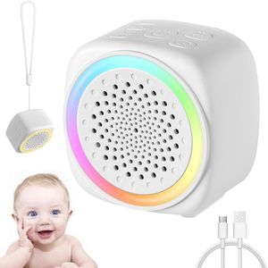 White Noise Machine - Wit Geluid voor Baby en Volwassenen, 16 Natuurgeluiden, USB-C Oplaadbaar Nachtlampje, Geluidstherapie Slaaphulp, Babycadeau