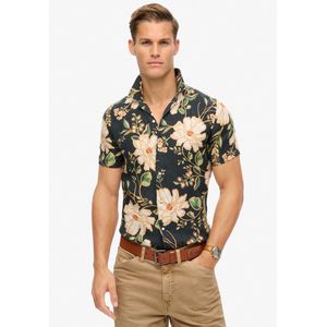 Superdry Overhemd Short Sleeve Print Donkerblauw (navy) - Maat XXL - Heren - Overhemden Casual