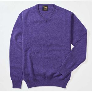 Osborne Knitwear Trui met V hals - Sweater heren in Lamswol - Pullover Heren - Heliotrope - S