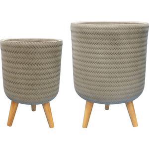 TS Collection - Bloempot op voet Fenne - Set van 2 - Fiberclay - Mint