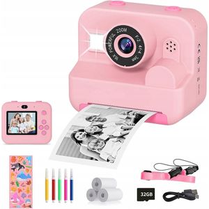Kids Print Camera - Instant Printer - Fotoprinter camera - Multifunctionele digitale kindercamera - 1080P - 16x digitale zoom - Selfiemodus - 32 GB - Ideaal cadeau voor kinderen