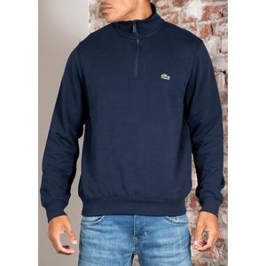 Lacoste High neck zip up fleece sweatshirt - navy blue