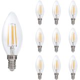 Kobi - LED Filamentlamp E14 - Warm Wit - 4W - 470lm - Kleine Bolvorm - 10 stuks