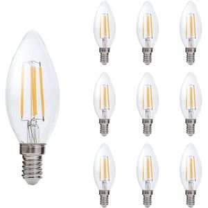Kobi - LED Filamentlamp E14 - Warm Wit - 4W - 470lm - Kleine Bolvorm - 10 stuks