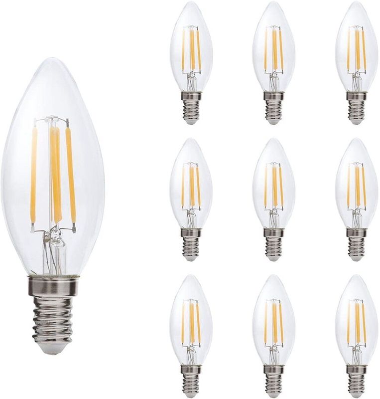 Kobi - LED Filamentlamp E14 - Warm Wit - 4W - 470lm - Kleine Bolvorm - 10 stuks