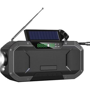 Draagbare Zonne- en Handcrank Weerradio met 5000mAh Lader en Flitslicht voor Storm, Camping en Outdoor Survival