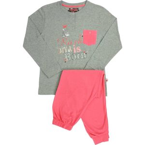 Annarebella Meisje Pyjama - 100% Katoen - Grijs - Maat 140