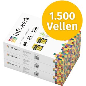 Infowerk Printerpapier kopieerpapier 1500 vellen 3 x 500 A4 80g premium wit PEFC-gecertificeerd