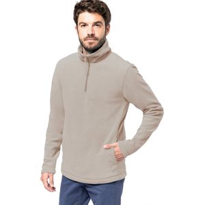 Kariban Fleece trui - beige - halve ritskraag - warme winter sweater - heren - polyester L