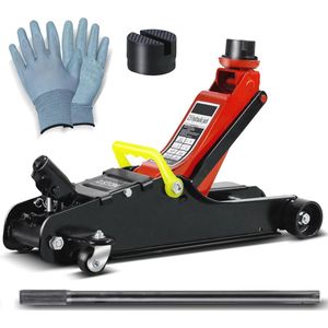 Hydraulische autokrik 2,5 T - Hefhoogte 85-380 mm met handschoenen en rubber kussen