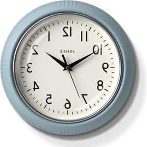 Ketchup wandklok | Retro ronde klok | 25 cm | Lichtblauw | Eenvoudig af te lezen cijfers | Perfect voor de keuken of het kantoor