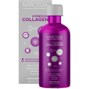 NARCISSA Kolajen (Collageen) - 400ML | Krijg een strakke huid | Helpt bij verzorgen van Gewrichten | Anti Aging Effect | Helpt bij elasticiteit van je huid | Hydrolize Collagen | Marine Collagen | Glucosamine | Quersetin |