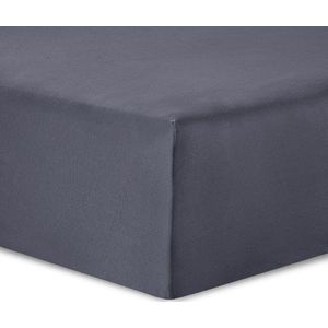 VISION Hoeslaken - Jersey - Rekbaar en strijkvrij - 180 x 200cm met 30cm hoekhoogte - Donkergrijs - 100% katoen Jersey