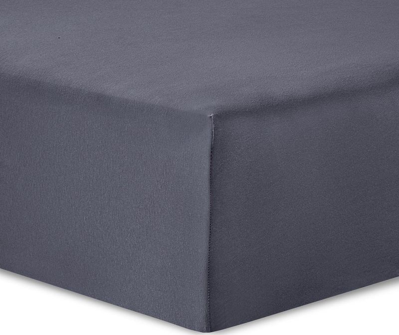 VISION Hoeslaken - Jersey - Rekbaar en strijkvrij - 180 x 200cm met 30cm hoekhoogte - Donkergrijs - 100% katoen Jersey