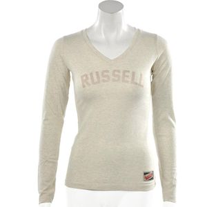 Russell Athletic - Deep V-Neck Long Sleeve Tee - Dames Top - XS - Beige