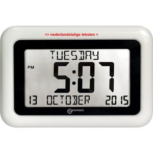 GEEMARC VISO10 JUMBO kalender klok - onverkorte dag / datum / tijdweergave - Hout - dementieklok