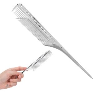 Rattenstaart Haarkam voor Professioneel Gebruik in Salons - Aluminium Metalen Kam (Zilver)