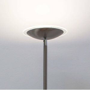 Lindby - LED vloerlamp- met touchdimmer - 1licht - metaal, glas - H: 180 cm - mat nikkel - Inclusief lichtbron