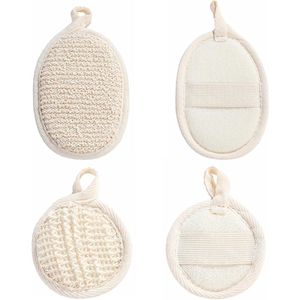 Allecto plus - Natuurlijke Loofah Lichaamsborstel - 2 Stuks - Peeling Sponge voor Dagelijkse Verzorging - Herbruikbaar voor Douche, Spa, Keuken en Badkamer - Beige Kleur