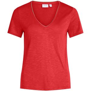 Vila T-shirt Vinoel Lurex S/s Top - Noos 14080877 Poppy Red Dames Maat - S