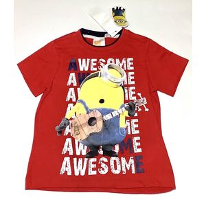 Minions T-shirt - Awesome - rood - maat 98/104 (4 jaar)