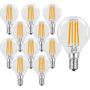 Trango Set van 10 E14004*10 LED Filament Globe Bulb 3-Standen Dimbaar - 4 Watt - 400 Lumen 2700K Warm Wit - Vervanging voor 40W Lamp - Omnidirectionele LED Lamp met E14 Fitting Stralingshoek 360°