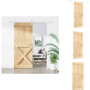 vidaXL Schuifdeur - Schuifdeuren - Binnendeur - Binnenschuifdeur - Schuifdeur met beslag 100x210 cm massief grenenhout
