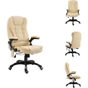 vidaXL Kantoorstoel Ergonomisch - Crème - 68 x 71 x (110-119) cm - 6-punts massage - verwarming - Bureaustoel
