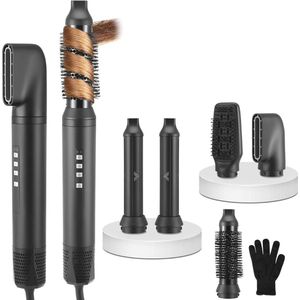 CRLYN® Roterende Fohnborstel - Krultang 5 in 1 - Stijltang - Zwart