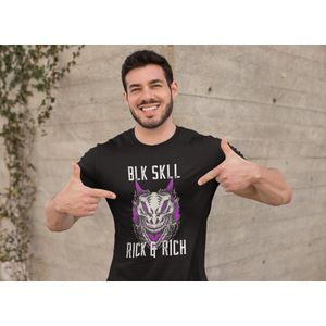 Rick & Rich - BLK SKLL Limited Series 02 van 07 - T-shirt Black Skull - T-shirt Dragon - T-shirt Draak - T-shirt met opdruk - Zwart T-shirt - T-shirt Man - Shirt met ronde hals - Zwart T-Shirt Maat M