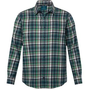 Boston Park - Heren - Boston Park geruit flanellen overhemd lange mouwen tot 8XL - Oceaanblauw - Maat 3XL