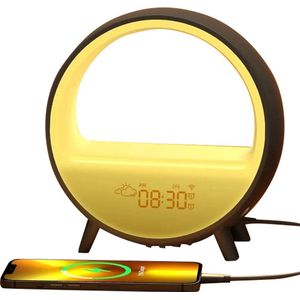 LotaHome - Wake Up Light - Inc Zonsopgang en Bluetooth Speaker - Draadloze Oplader - Wifi - Kerst Cadeau - Wake Up Light met Natuurlijke Geluiden - Smart - Digitale Wekker - Slaapwekker - Lichtwekker - Google Home & Amazon Alexa - Led Light