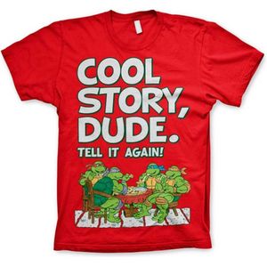 Teenage Mutant Ninja Turtles Heren Tshirt -M- Cool Story Dude Rood