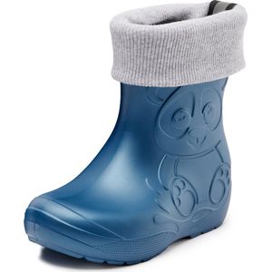 Ladeheid Kinder Regenlaarzen - Gevoerd en Waterdicht - EVA - LA-CA-Panda249 - Metaal Blauw-2 - 24/25